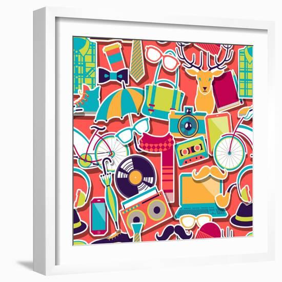 Hipster Style Seamless Pattern-incomible-Framed Art Print