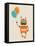 Hipster Vintage Robot With Balloons - Retro Style Card-Marish-Framed Stretched Canvas