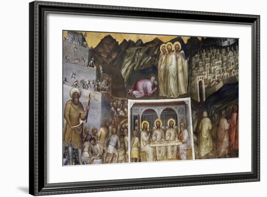 Hiram and Construction of Tower of Babel, Abraham Hosting Three Angels, Sodom and Gomorrah-Giusto de' Menabuoi-Framed Giclee Print