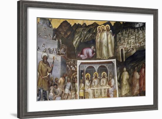 Hiram and Construction of Tower of Babel, Abraham Hosting Three Angels, Sodom and Gomorrah-Giusto de' Menabuoi-Framed Giclee Print