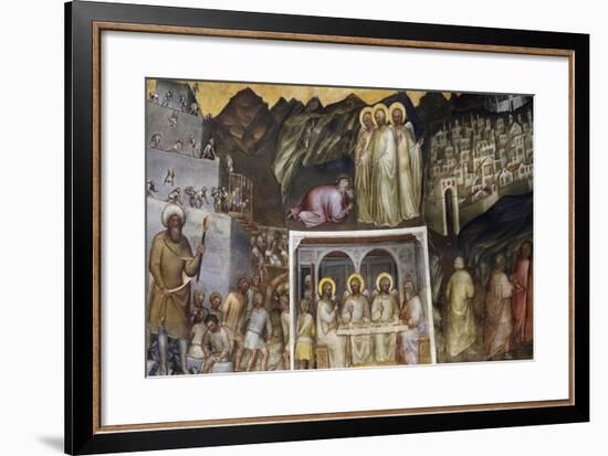 Hiram and Construction of Tower of Babel, Abraham Hosting Three Angels, Sodom and Gomorrah-Giusto de' Menabuoi-Framed Giclee Print