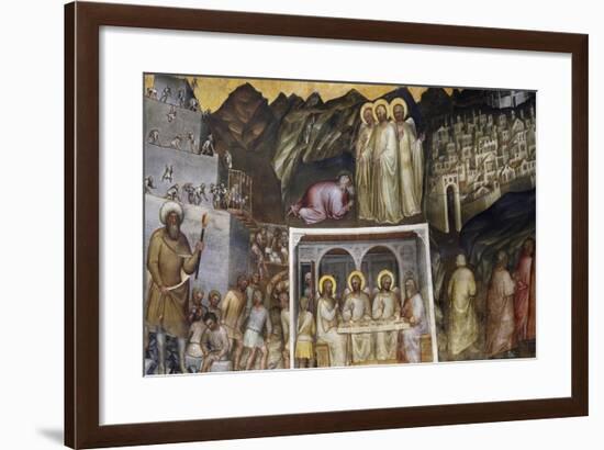 Hiram and Construction of Tower of Babel, Abraham Hosting Three Angels, Sodom and Gomorrah-Giusto de' Menabuoi-Framed Giclee Print