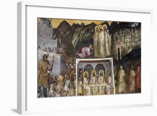 Hiram and Construction of Tower of Babel, Abraham Hosting Three Angels, Sodom and Gomorrah-Giusto de' Menabuoi-Framed Giclee Print