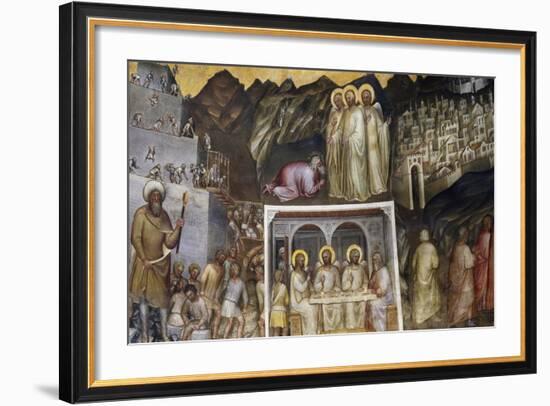 Hiram and Construction of Tower of Babel, Abraham Hosting Three Angels, Sodom and Gomorrah-Giusto de' Menabuoi-Framed Giclee Print