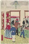 Foreigners at Billiard Game, Late 19th Century-Hiroshige III-Framed Premier Image Canvas