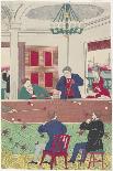 Foreigners at Billiard Game, Late 19th Century-Hiroshige III-Mounted Giclee Print