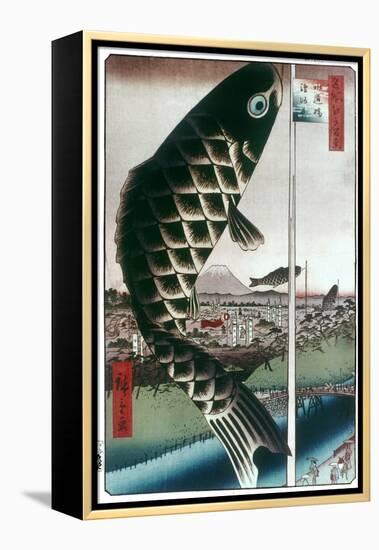 Hiroshige: Kites, 1857-Ando Hiroshige-Framed Premier Image Canvas