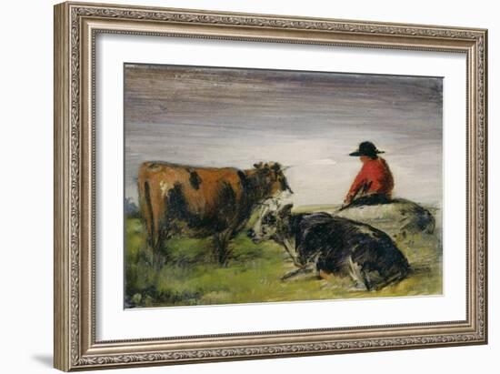 Hirte mit Kühen. Um 1885-Wilhelm Busch-Framed Giclee Print