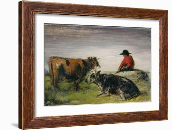 Hirte mit Kühen. Um 1885-Wilhelm Busch-Framed Giclee Print