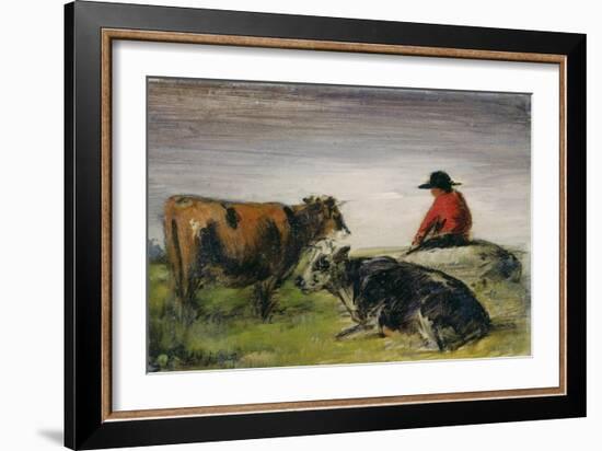 Hirte mit Kühen. Um 1885-Wilhelm Busch-Framed Giclee Print