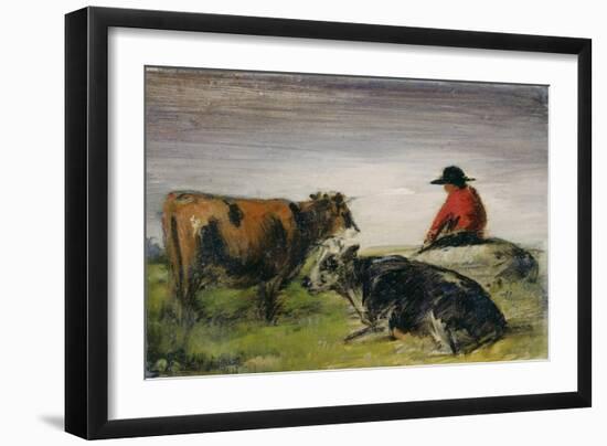 Hirte mit Kühen. Um 1885-Wilhelm Busch-Framed Giclee Print