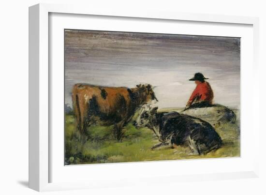 Hirte mit Kühen. Um 1885-Wilhelm Busch-Framed Giclee Print