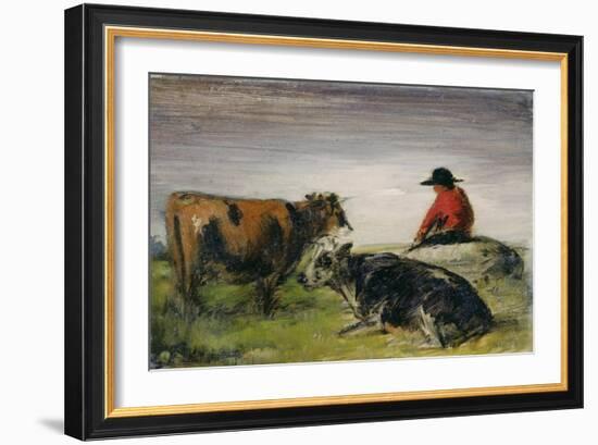 Hirte mit Kühen. Um 1885-Wilhelm Busch-Framed Giclee Print