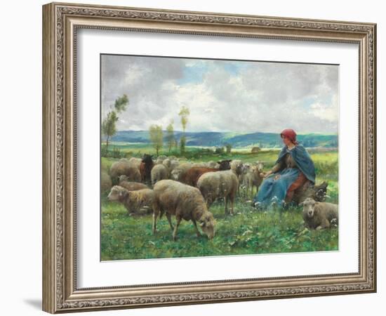 Hirtin mit ihren Schafen-Julien Dupré-Framed Giclee Print