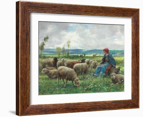 Hirtin mit ihren Schafen-Julien Dupré-Framed Giclee Print