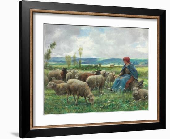 Hirtin mit ihren Schafen-Julien Dupré-Framed Giclee Print