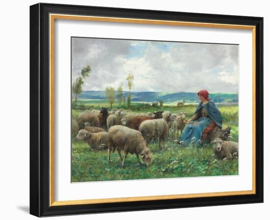 Hirtin mit ihren Schafen-Julien Dupré-Framed Giclee Print