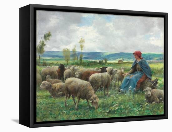 Hirtin mit ihren Schafen-Julien Dupré-Framed Premier Image Canvas