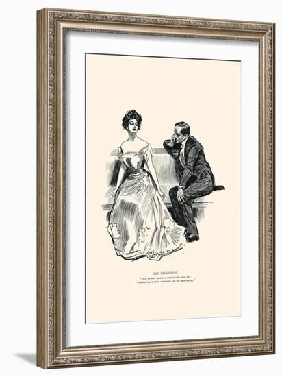 His Beginning-Charles Dana Gibson-Framed Art Print