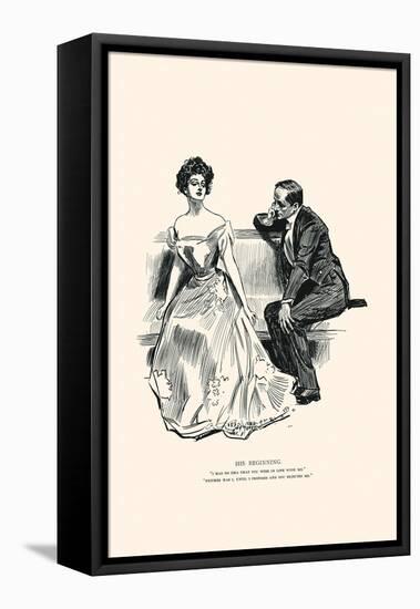 His Beginning-Charles Dana Gibson-Framed Stretched Canvas