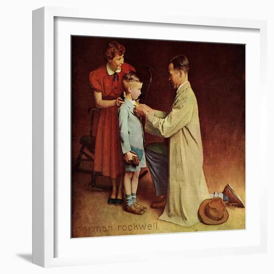 His First Day at School-Norman Rockwell-Framed Giclee Print