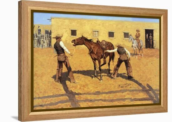 His First Lesson-Frederic Sackrider Remington-Framed Stretched Canvas
