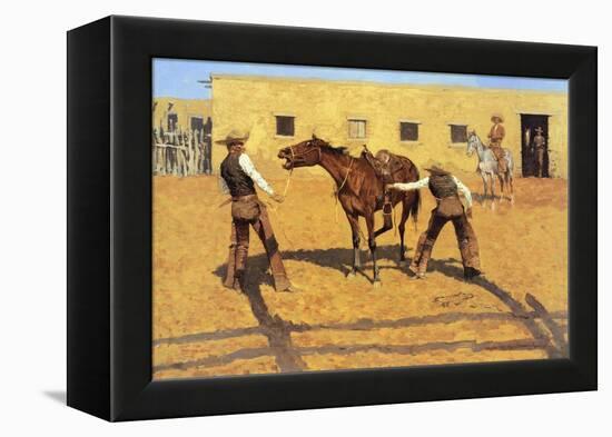 His First Lesson-Frederic Sackrider Remington-Framed Stretched Canvas