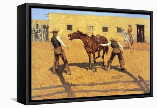 His First Lesson-Frederic Sackrider Remington-Framed Stretched Canvas