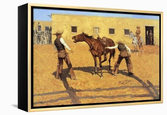 His First Lesson-Frederic Sackrider Remington-Framed Stretched Canvas