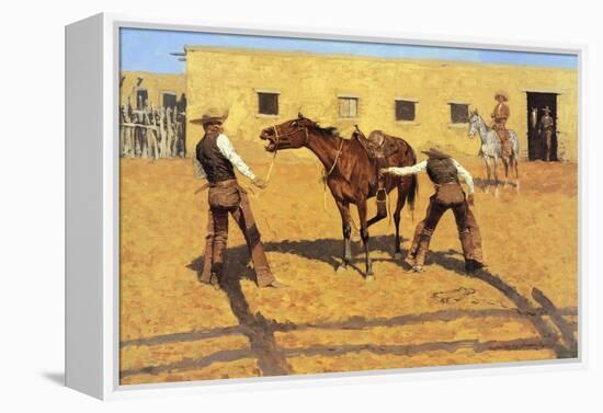 His First Lesson-Frederic Sackrider Remington-Framed Stretched Canvas