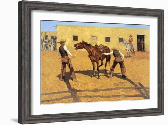 His First Lesson-Frederic Sackrider Remington-Framed Art Print