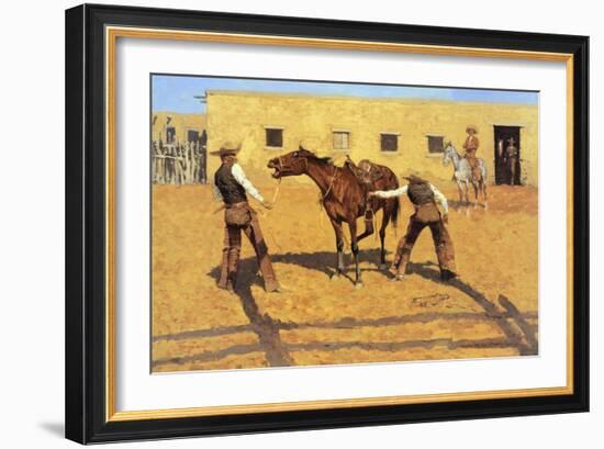 His First Lesson-Frederic Sackrider Remington-Framed Art Print