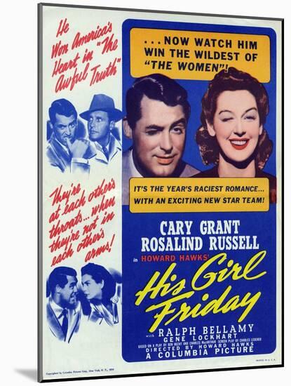 His Girl Friday, 1940-null-Mounted Art Print