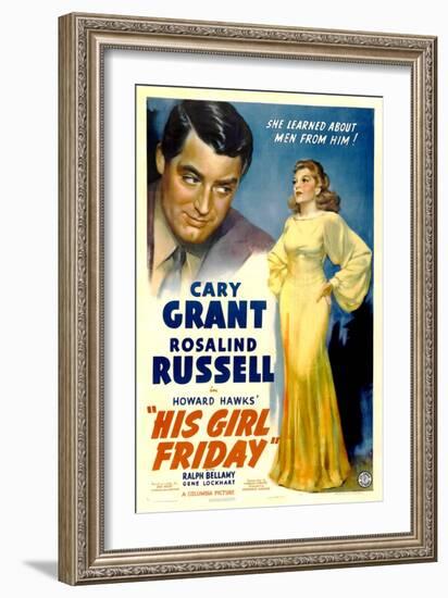 His Girl Friday, Cary Grant, Rosalind Russell, 1940-null-Framed Art Print