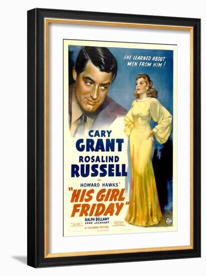 His Girl Friday, Cary Grant, Rosalind Russell, 1940-null-Framed Art Print