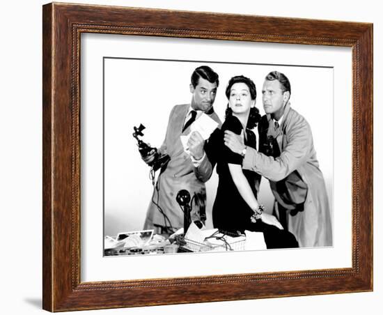 His Girl Friday, Cary Grant, Rosalind Russell, Ralph Bellamy, 1940-null-Framed Photo