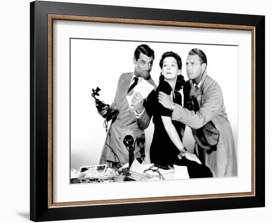 His Girl Friday, Cary Grant, Rosalind Russell, Ralph Bellamy, 1940-null-Framed Photo