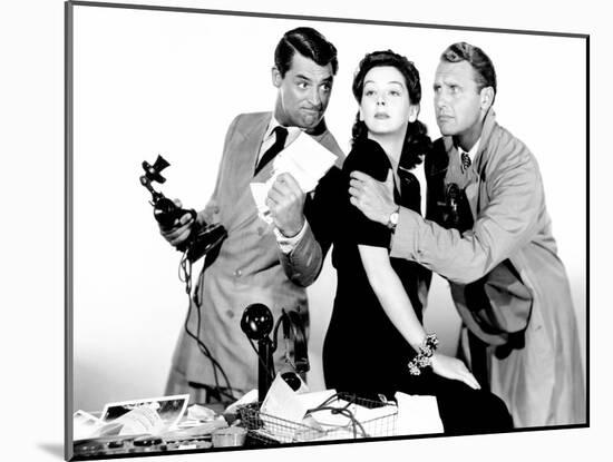 His Girl Friday, Cary Grant, Rosalind Russell, Ralph Bellamy, 1940-null-Mounted Photo