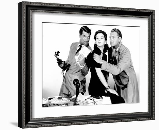 His Girl Friday, Cary Grant, Rosalind Russell, Ralph Bellamy, 1940-null-Framed Photo