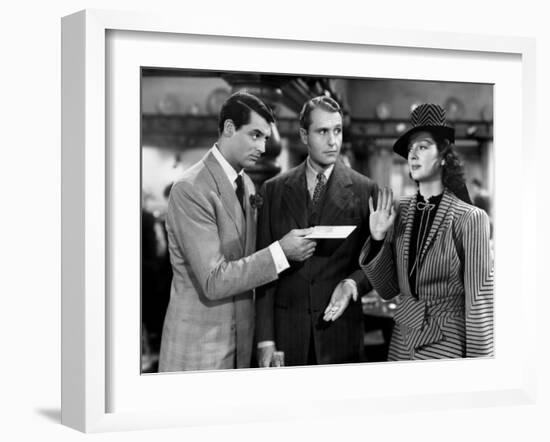 His Girl Friday, from Left: Cary Grant, Ralph Bellamy, Rosalind Russell, 1940-null-Framed Photo