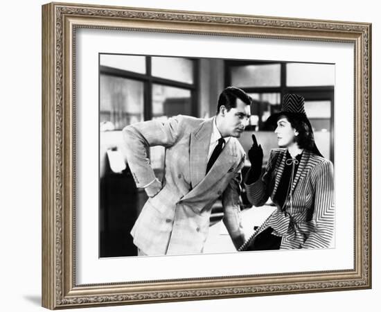 His Girl Friday, from Left: Cary Grant, Rosalind Russell, 1940-null-Framed Photo