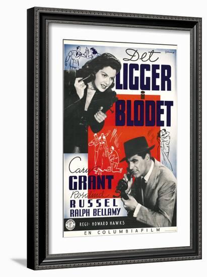 His Girl Friday, Swedish Movie Poster, 1940-null-Framed Art Print