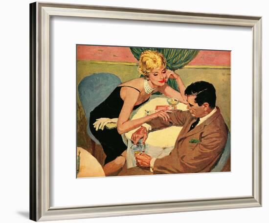 His Highness and the Thrush  - Saturday Evening Post "Leading Ladies", September 3, 1960 pg.22-Lynn Buckham-Framed Giclee Print