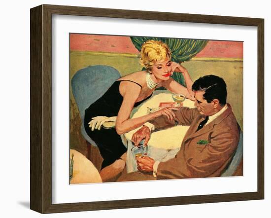 His Highness and the Thrush  - Saturday Evening Post "Leading Ladies", September 3, 1960 pg.22-Lynn Buckham-Framed Giclee Print