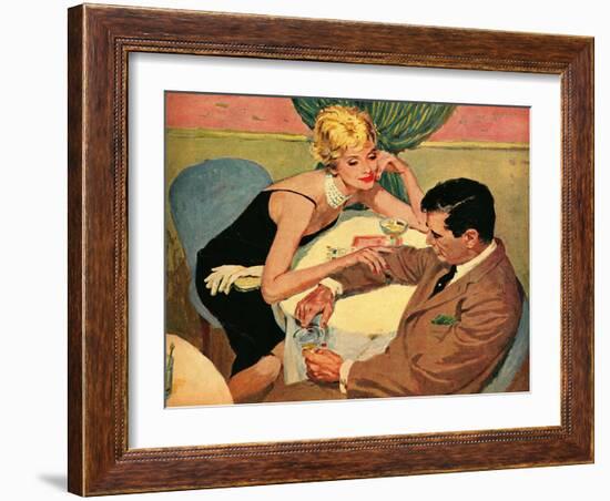 His Highness and the Thrush  - Saturday Evening Post "Leading Ladies", September 3, 1960 pg.22-Lynn Buckham-Framed Giclee Print