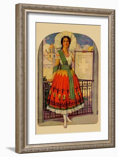 Hispanic Holds Up a Lace Design On a Frame-null-Framed Art Print