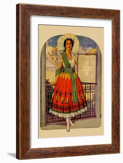 Hispanic Holds Up a Lace Design On a Frame-null-Framed Art Print