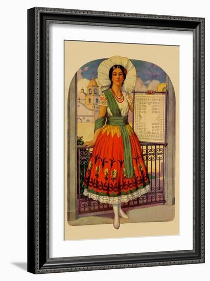 Hispanic Holds Up a Lace Design On a Frame-null-Framed Art Print