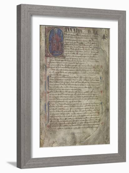 Historiated Initial 'E'(dwardus) With King Edward I On His Throne at Beginning Of the Magna Carta-null-Framed Giclee Print