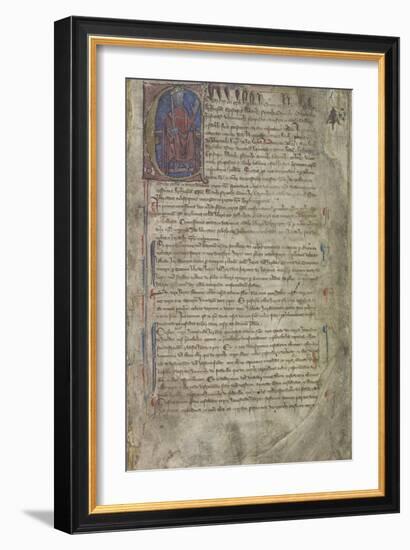 Historiated Initial 'E'(dwardus) With King Edward I On His Throne at Beginning Of the Magna Carta-null-Framed Giclee Print